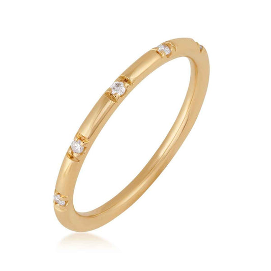 Perfect Match Diamond Accent Anniversary Ring in 10K Yellow Gold front view (2)