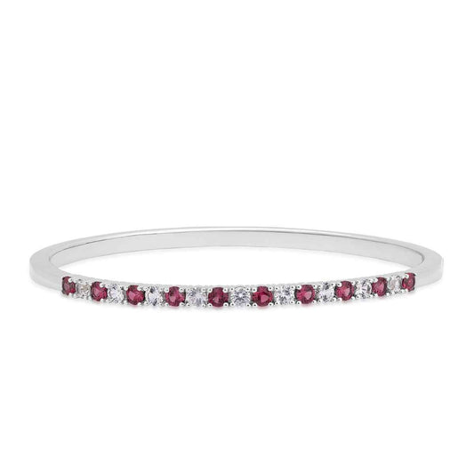 Created Ruby & White Sapphire Bangle Bracelet in Sterling Silver