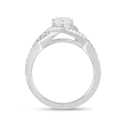 Adamante 2 ct. tw. Lab-Grown Marquise Diamond Twist Halo Engagement Ring in 14K White Gold front view