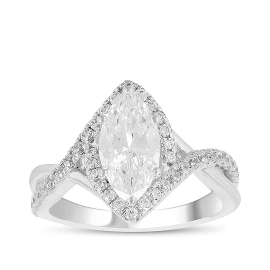 Adamante 2 ct. tw. Lab-Grown Marquise Diamond Twist Halo Engagement Ring in 14K White Gold