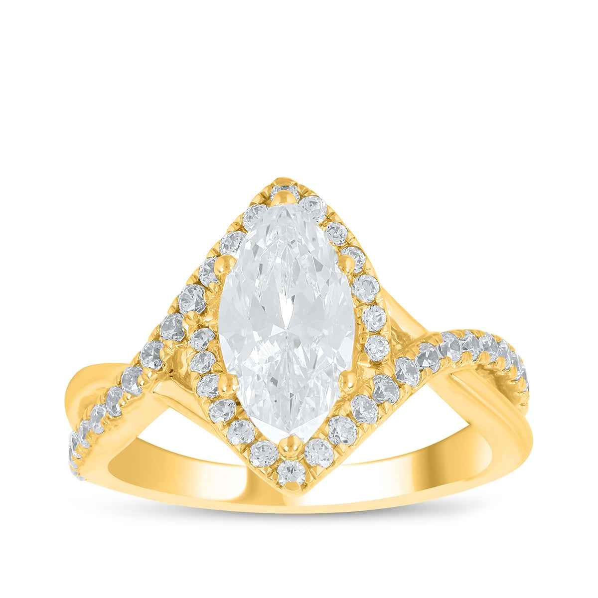 Adamante 2 ct. tw. Lab-Grown Marquise Diamond Twist Halo Engagement Ring in 14K Yellow Gold