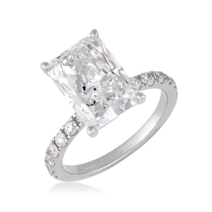 Adamante 5-1/2 ct. tw. Lab-Grown Radiant Cut Diamond Hidden Halo Engagement Ring in 14K White Gold front view
