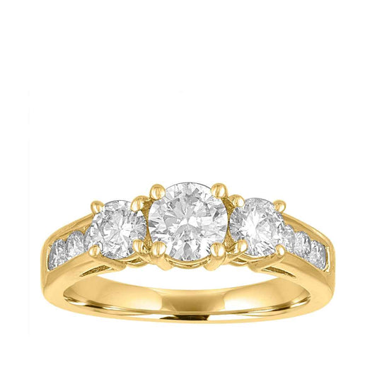 1 ct. tw. Round Brilliant 3-Stone Diamond Anniversary Ring in 14K Yellow Gold