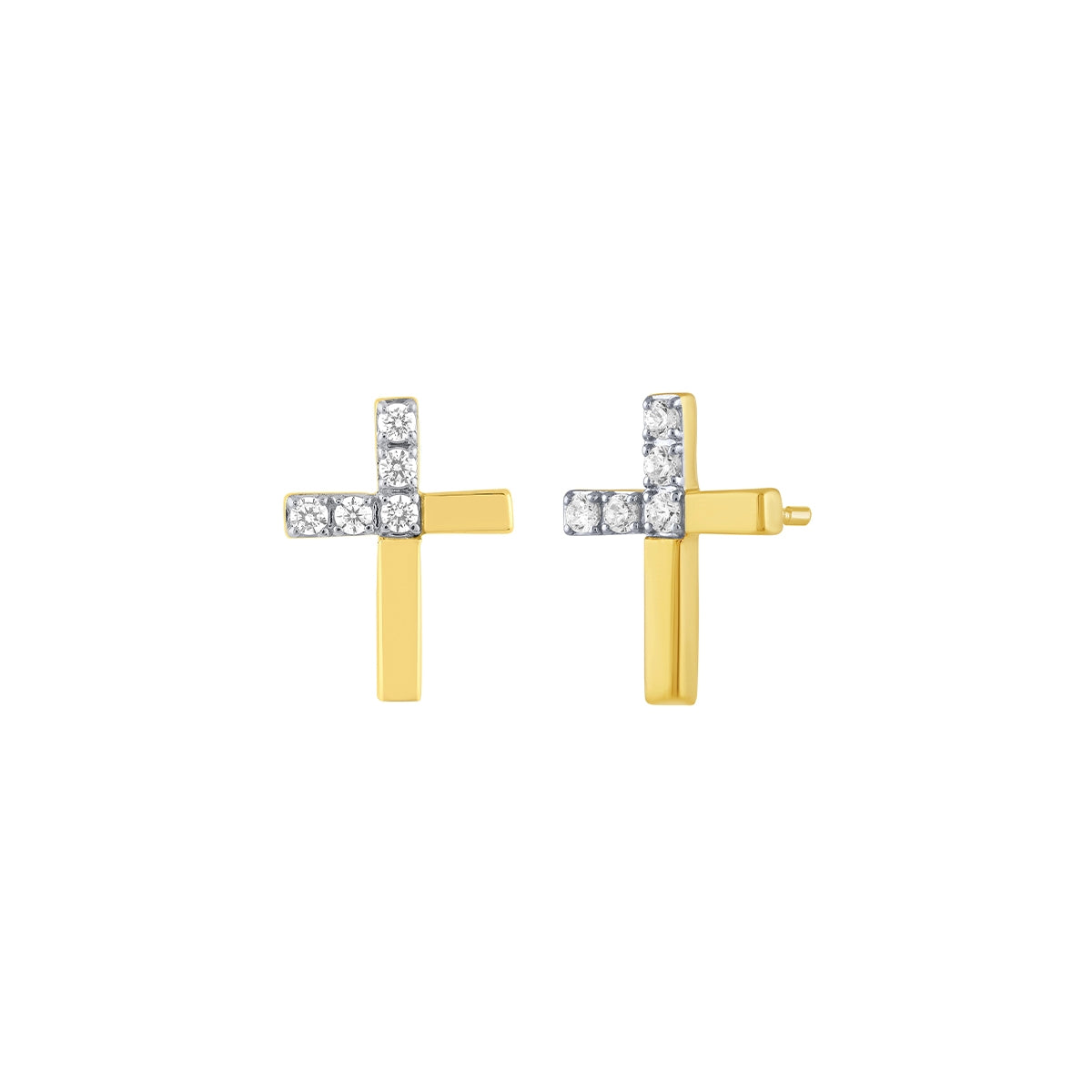 Adamante Men's 1/7 ct. tw. Lab-Grown Diamond Cross Earrings in 10K Yellow Gold