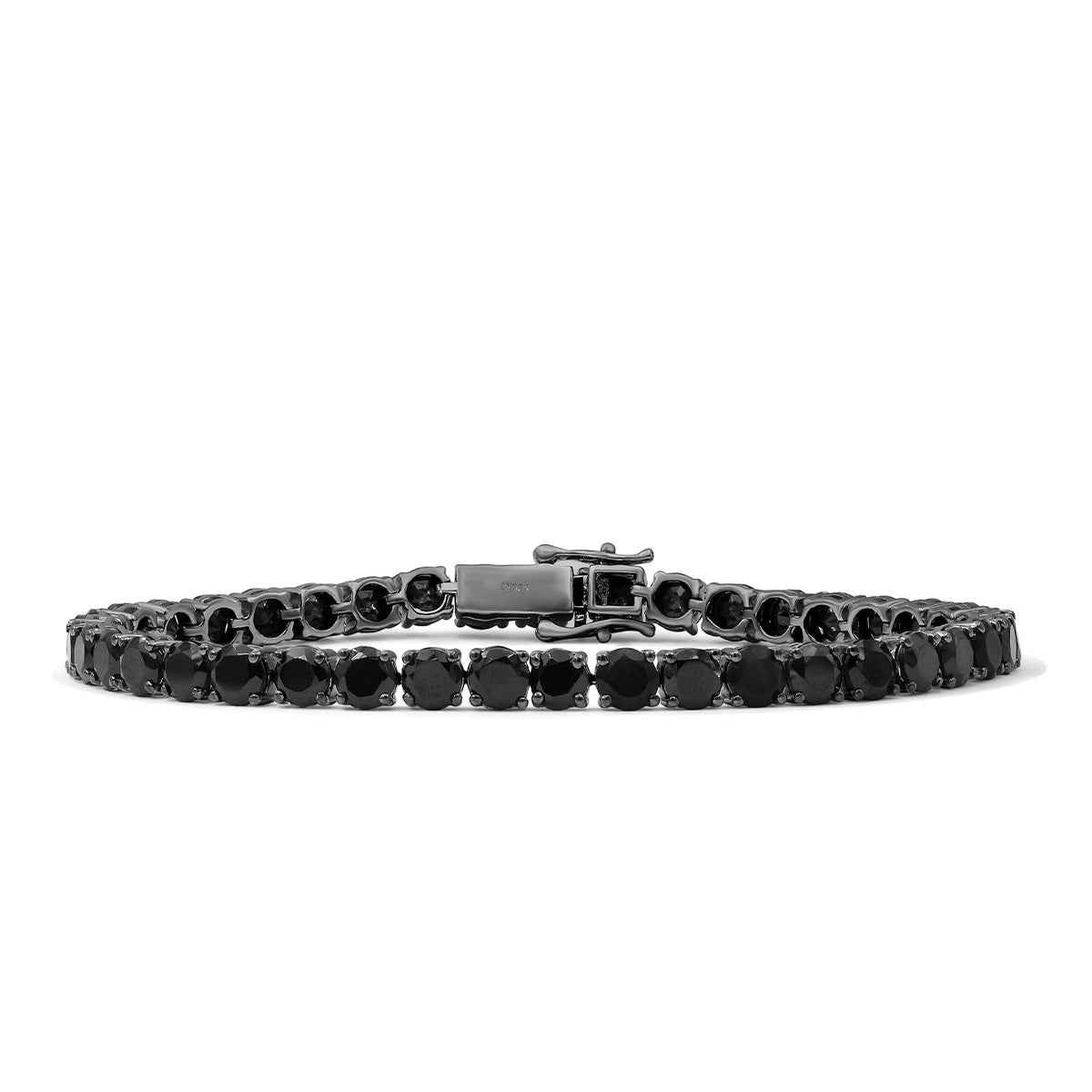 Men's Black Spinel 8.5-inch Tennis Bracelet in Black Sterling Silver