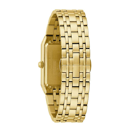 Bulova Men's Lady of Guadalupe Quartz Gold-Tone Stainless Steel Watch with Black Dial