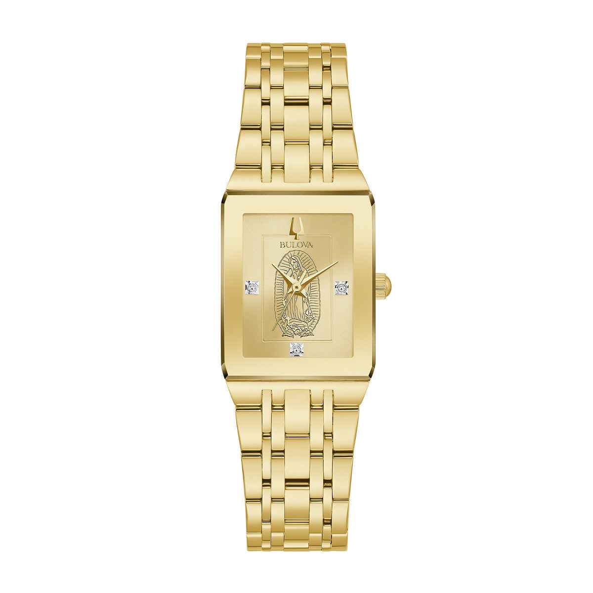 Bulova Men's Lady of Guadalupe Quartz Gold-Tone Stainless Steel Watch with Gold Dial