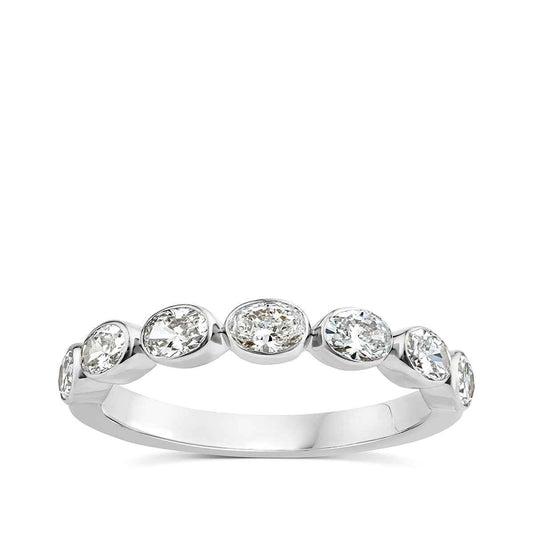 Adamante 1 ct. tw. Lab-Grown Oval Diamond Anniversary Ring in 10K White Gold