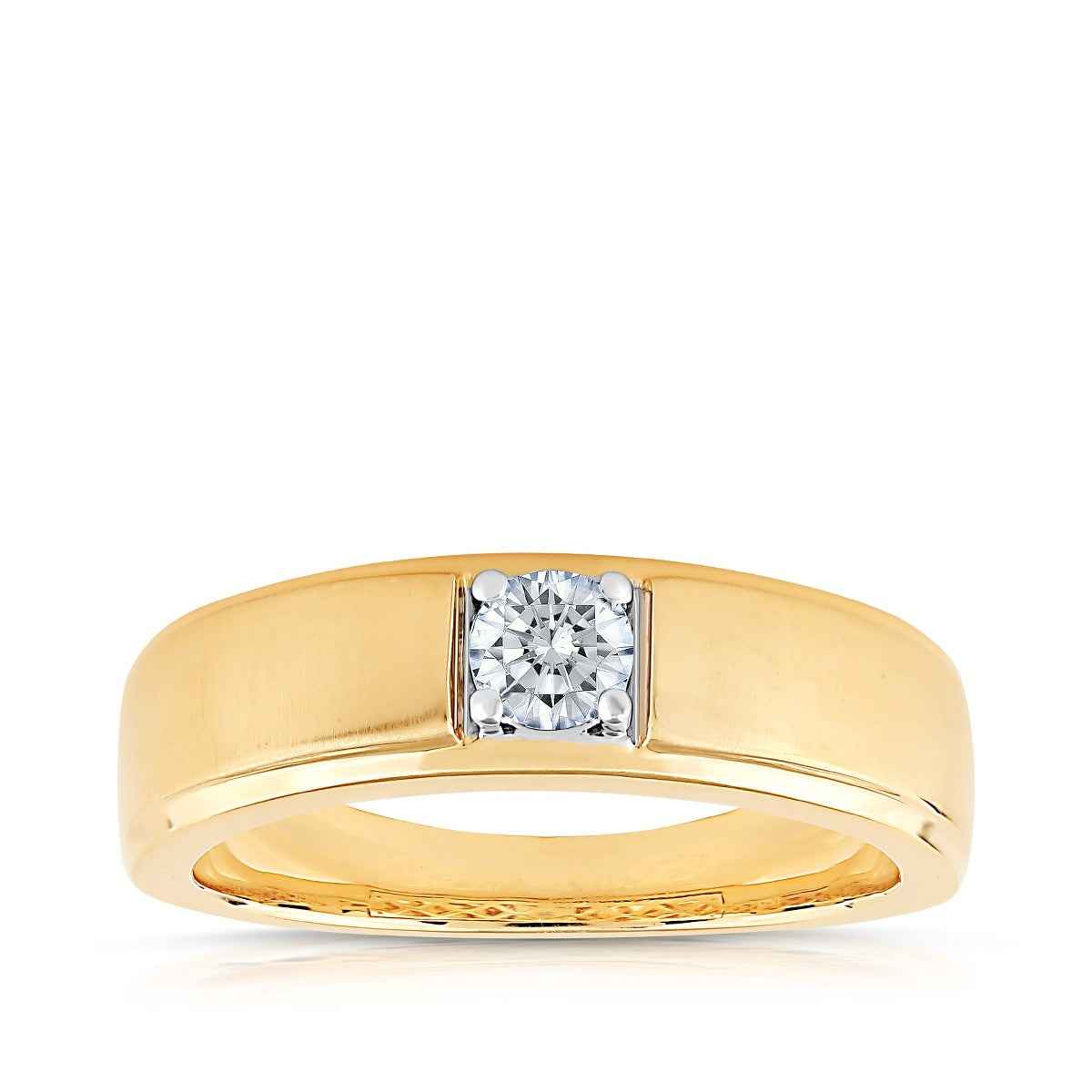 Adamante Men's 1/3 ct. tw. Lab-Grown Round Brilliant Diamond Ring in 10K Yellow Gold