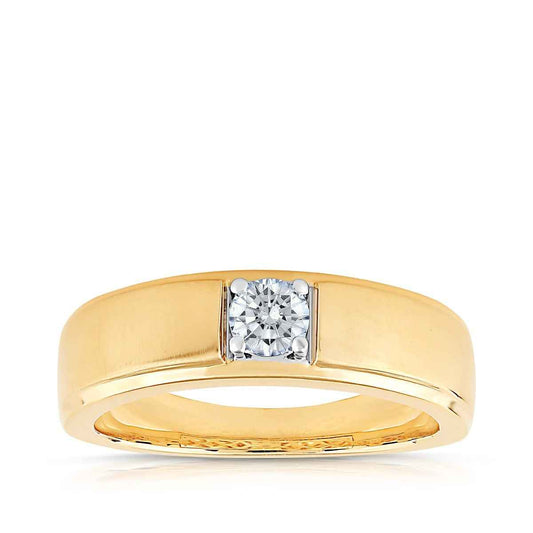 Adamante Men's 1/3 ct. tw. Lab-Grown Round Brilliant Diamond Ring in 10K Yellow Gold