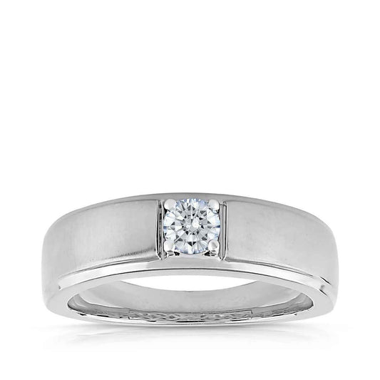 Adamante Men's 1/3 ct. tw. Lab-Grown Round Brilliant Diamond Ring in 10K White Gold