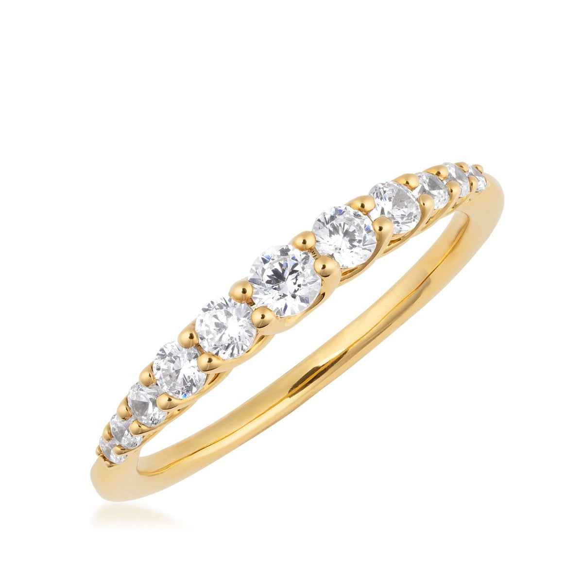Adamante 1/2 ct. tw. Lab-Grown Diamond Graduated Anniversary Ring in 10K Yellow Gold front view