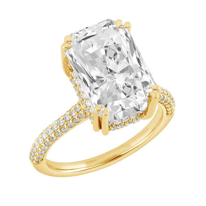 Adamante 3-1/2 ct. tw. Lab-Grown Radiant Cut Diamond Hidden Halo Engagement Ring in 14K Yellow Gold front view