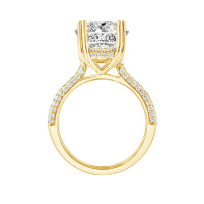 Adamante 3-1/2 ct. tw. Lab-Grown Radiant Cut Diamond Hidden Halo Engagement Ring in 14K Yellow Gold close-up detail