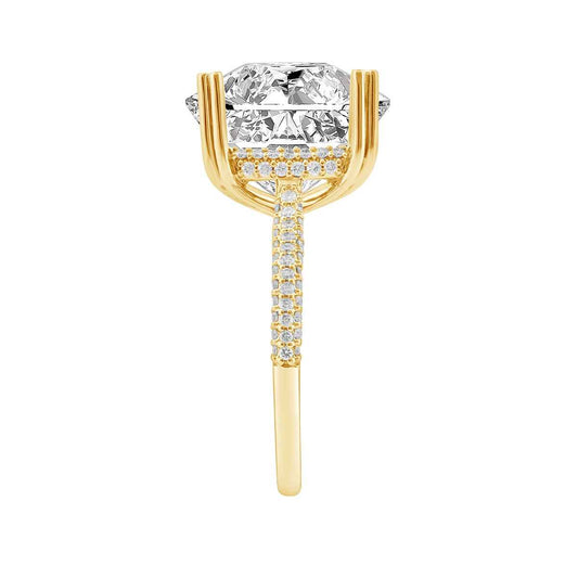 Adamante 3-1/2 ct. tw. Lab-Grown Radiant Cut Diamond Hidden Halo Engagement Ring in 14K Yellow Gold side profile