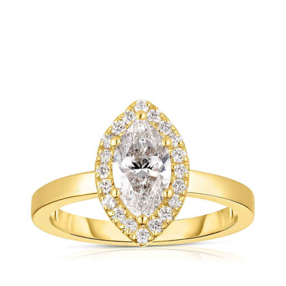 Premier Natural 1-1/5 ct. tw. Marquise Diamond Halo Engagement Ring in 14K Yellow Gold