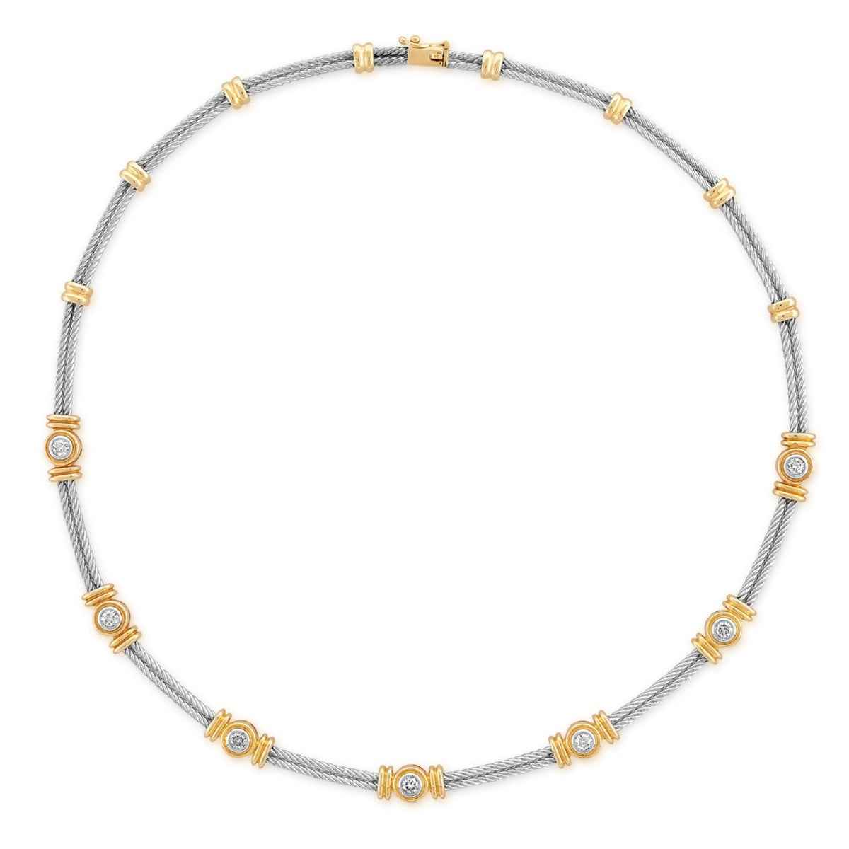 1 ct. tw. 7-Stone Diamond Station Necklace in 14K White & Yellow Gold