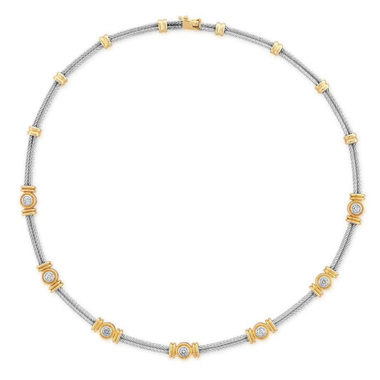 1 ct. tw. 7-Stone Diamond Station Necklace in 14K White & Yellow Gold