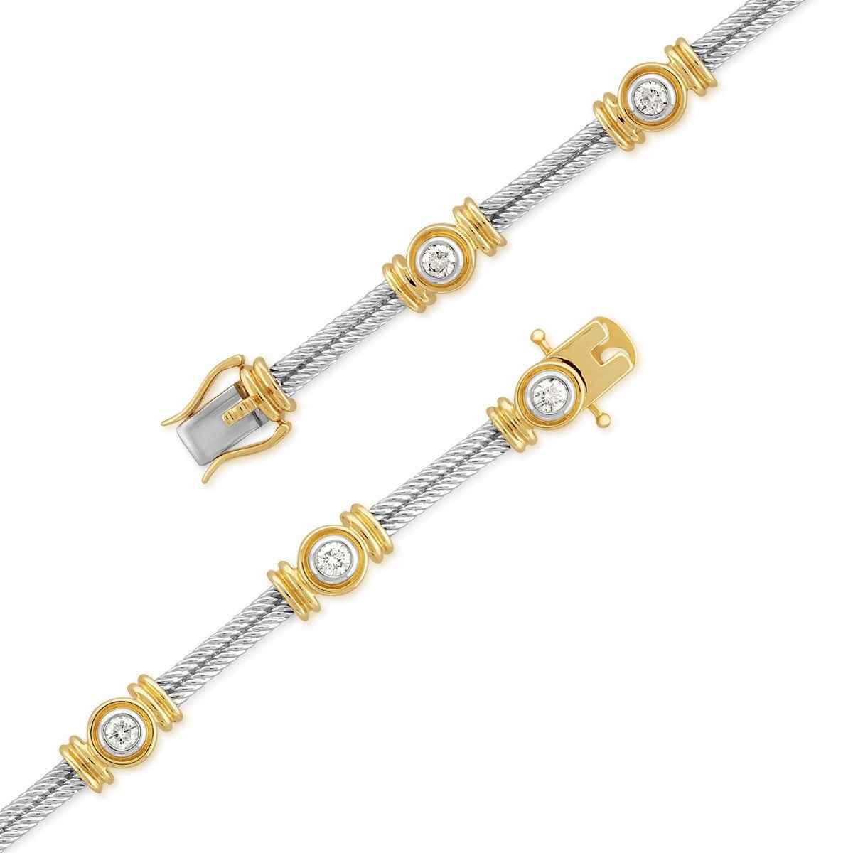 1 ct. tw. 7-Stone Diamond Station Bracelet in 14k White & Yellow Gold front view