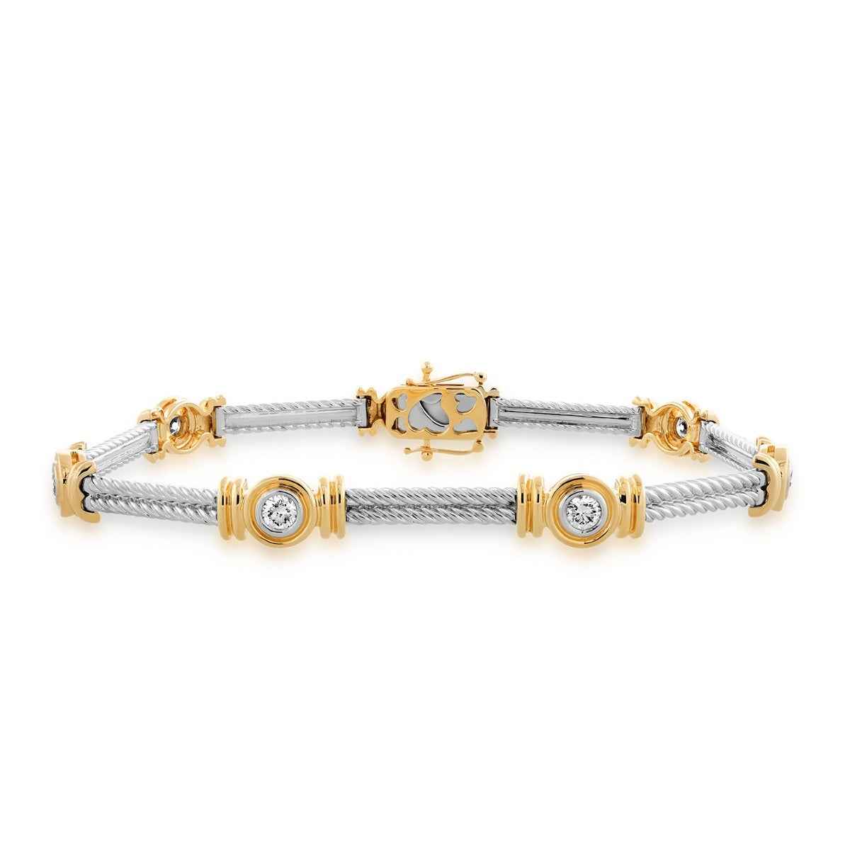 1 ct. tw. 7-Stone Diamond Station Bracelet in 14k White & Yellow Gold