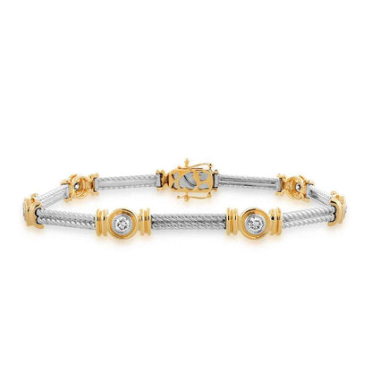 1 ct. tw. 7-Stone Diamond Station Bracelet in 14k White & Yellow Gold