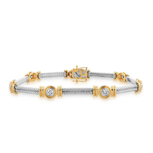 1 ct. tw. 7-Stone Diamond Station Bracelet in 14k White & Yellow Gold