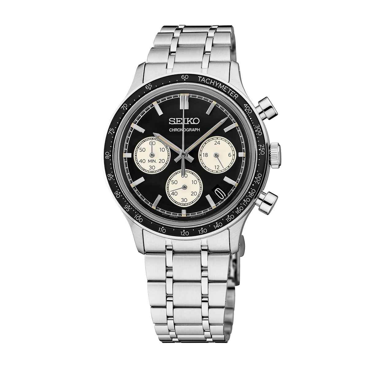 Seiko Men's Essential Quartz Stainless Steel Watch with Black Dial