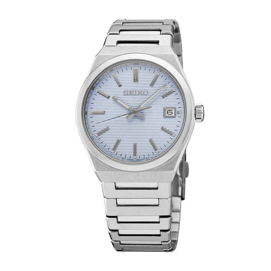 Seiko Men's Quartz Stainless Steel Watch with Blue Dial