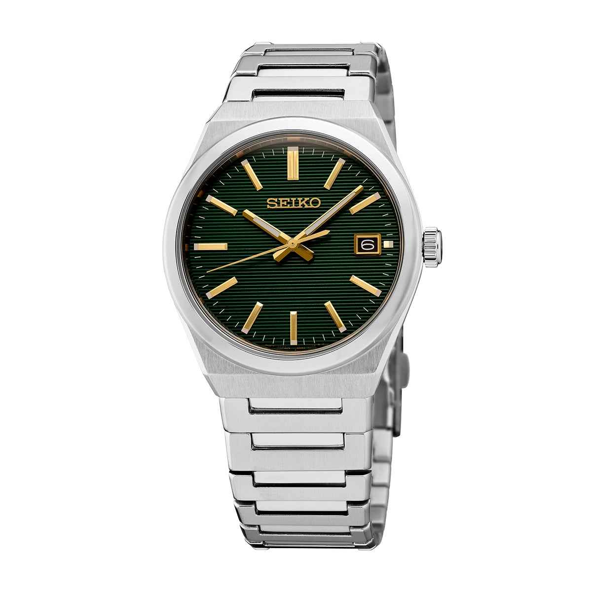 Seiko Men's Quartz Stainless Steel Watch with Green Dial