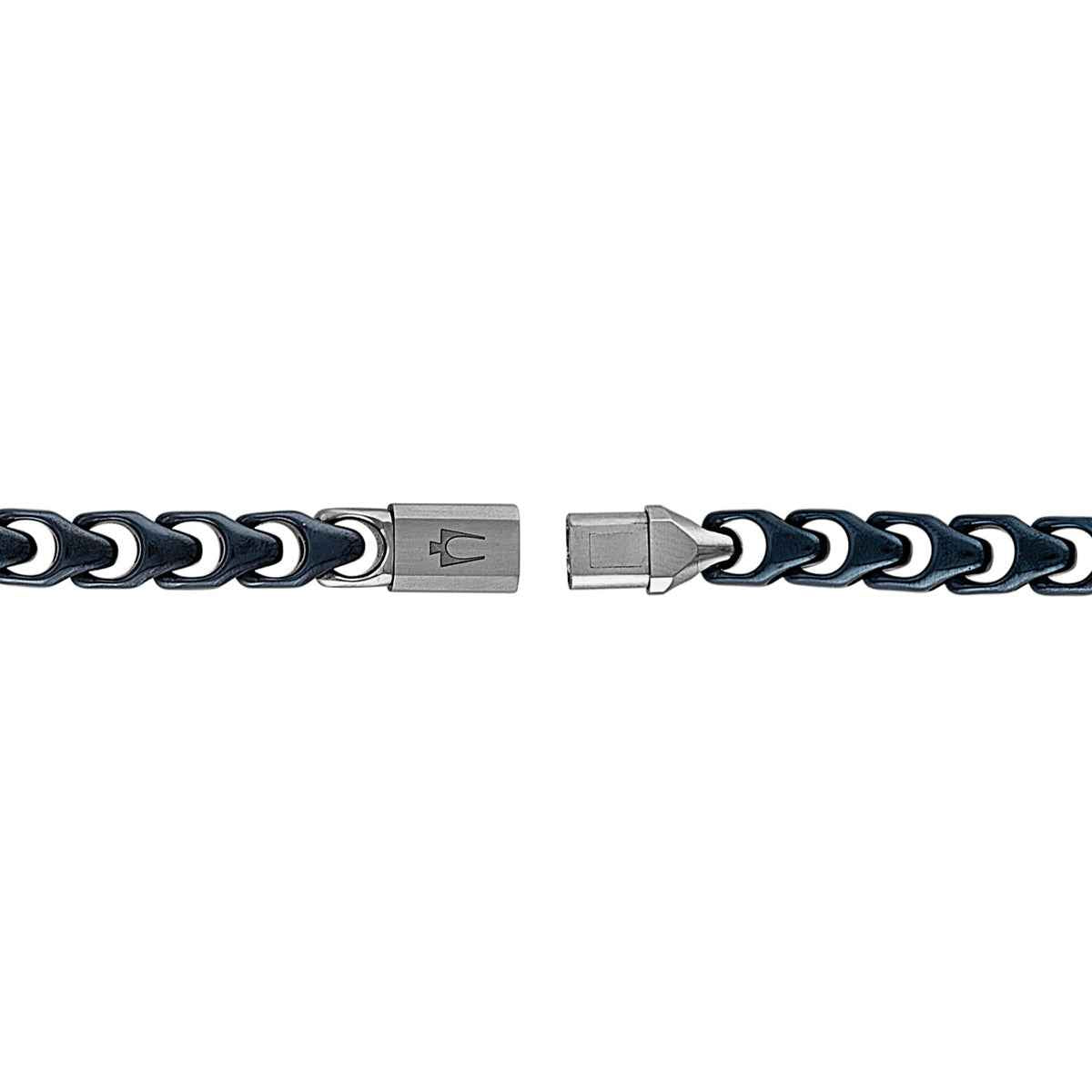 Bulova Men's 8.5-inch Link Bracelet in Blue Ion-Plated Stainless Steel front view
