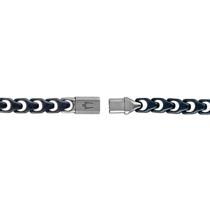 Bulova Men's 8.5-inch Link Bracelet in Blue Ion-Plated Stainless Steel front view