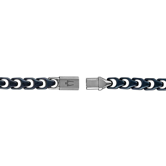 Bulova Men's 8.5-inch Link Bracelet in Blue Ion-Plated Stainless Steel front view