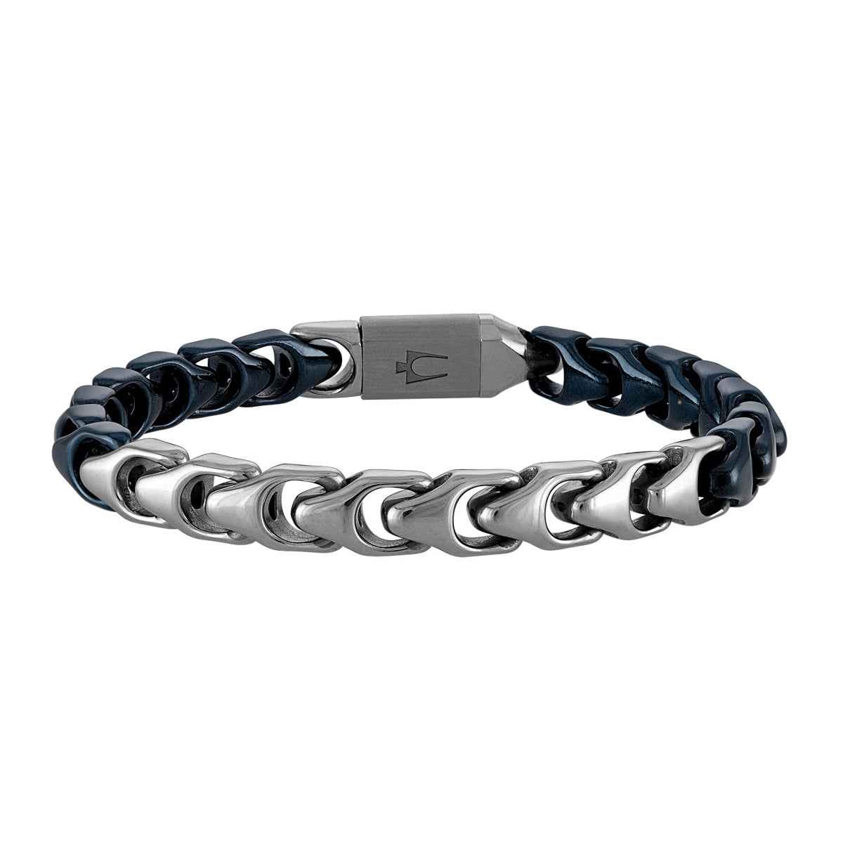 Bulova Men's 8.5-inch Link Bracelet in Blue Ion-Plated Stainless Steel