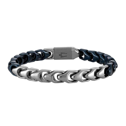 Bulova Men's 8.5-inch Link Bracelet in Blue Ion-Plated Stainless Steel