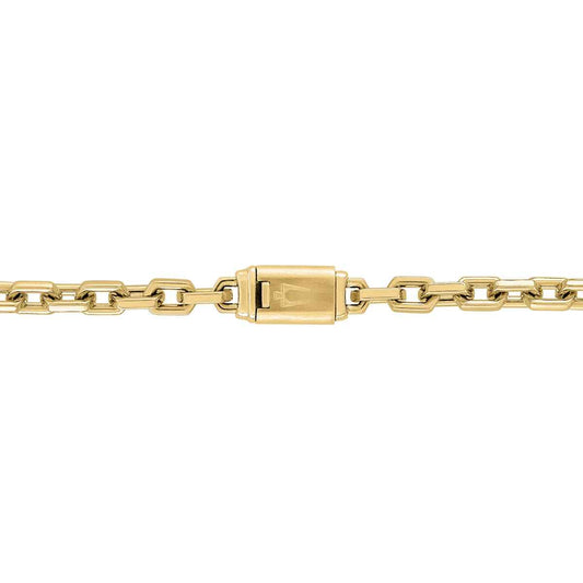Bulova Men's 5mm 24-inch Hexagon Chain in Yellow Ion-Plated Stainless Steel close-up detail
