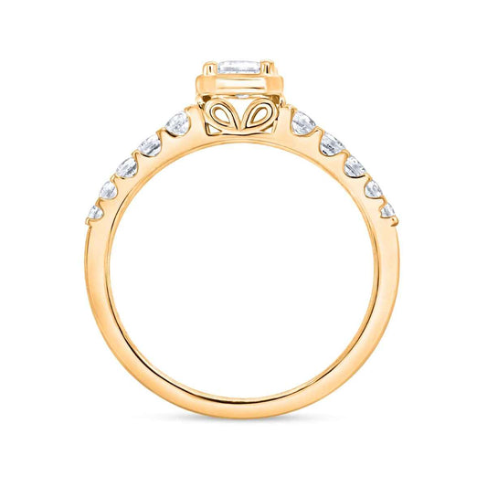 Natural 5/8 ct. tw. Emerald Cut Diamond Engagement Ring in 14K Yellow Gold front view