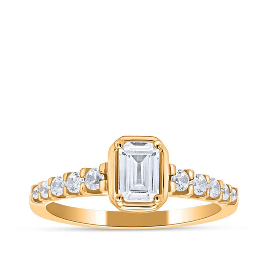 Natural 5/8 ct. tw. Emerald Cut Diamond Engagement Ring in 14K Yellow Gold
