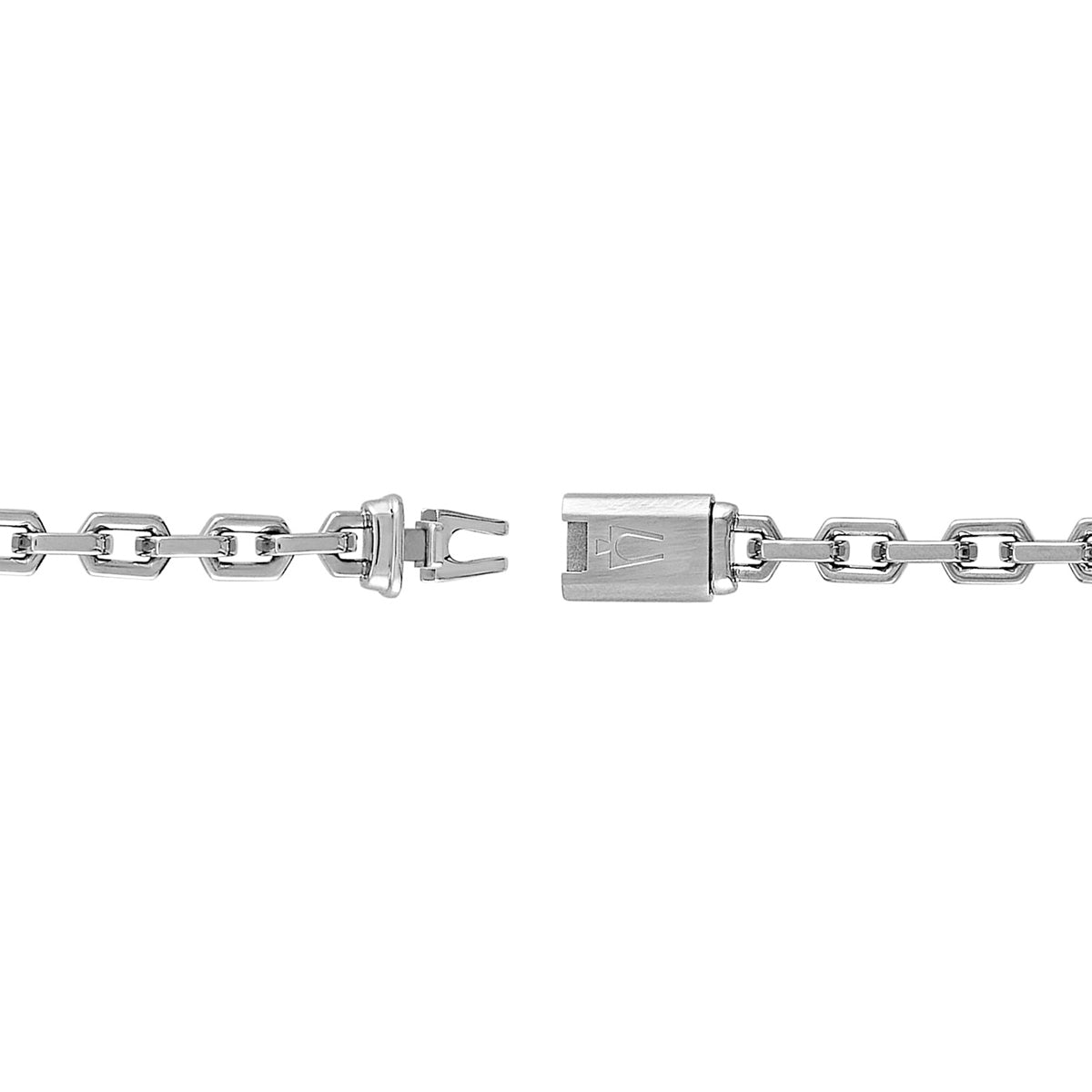 Bulova Men's 5mm 24-inch Hexagon Chain in Stainless Steel close-up detail