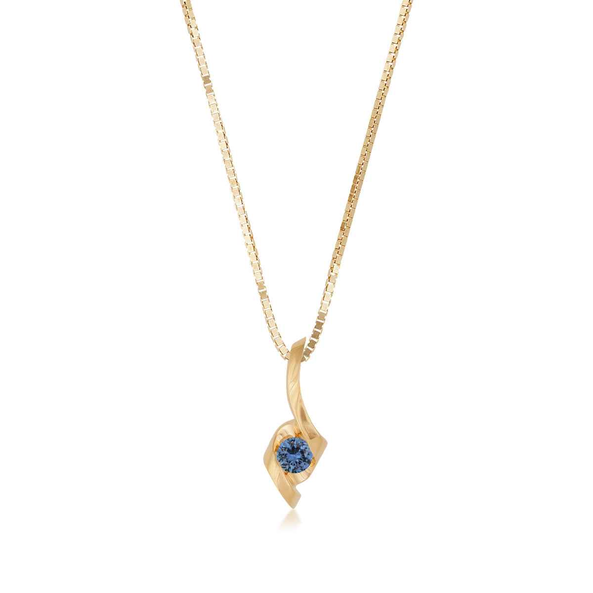 Sirena 3mm Yogo Sapphire Swirl Pendant in 14K Yellow Gold