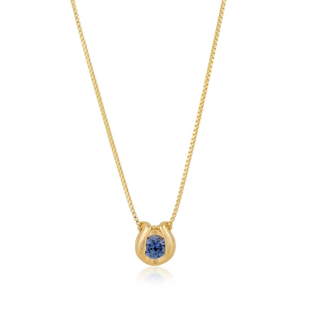 Sirena 2.8mm Yogo Sapphire Horseshoe Pendant in 14K Yellow Gold