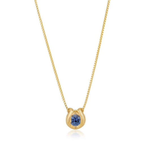 Sirena 2.8mm Yogo Sapphire Horseshoe Pendant in 14K Yellow Gold