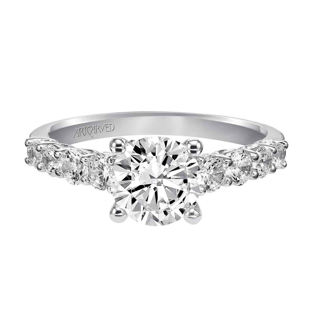 Artcarved Classic 5/8 ct. tw. Split Shank Round Diamond Semi-Mount Engagement Ring in 14K White Gold