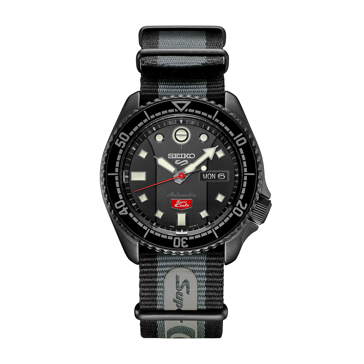 nylon strap black dial seiko automatic watch