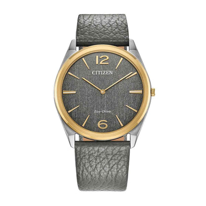 Citizen Men's Suratto Eco-Drive Two-Tone Stainless Steel Watch with Gray Dial & Leather Strap