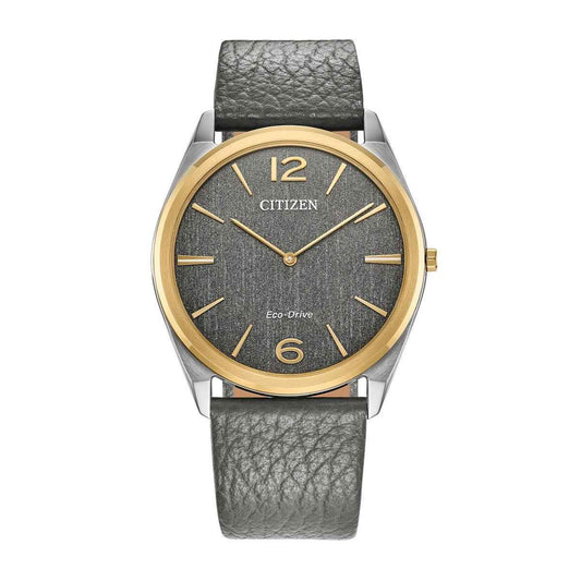 Citizen Men's Suratto Eco-Drive Two-Tone Stainless Steel Watch with Gray Dial & Leather Strap