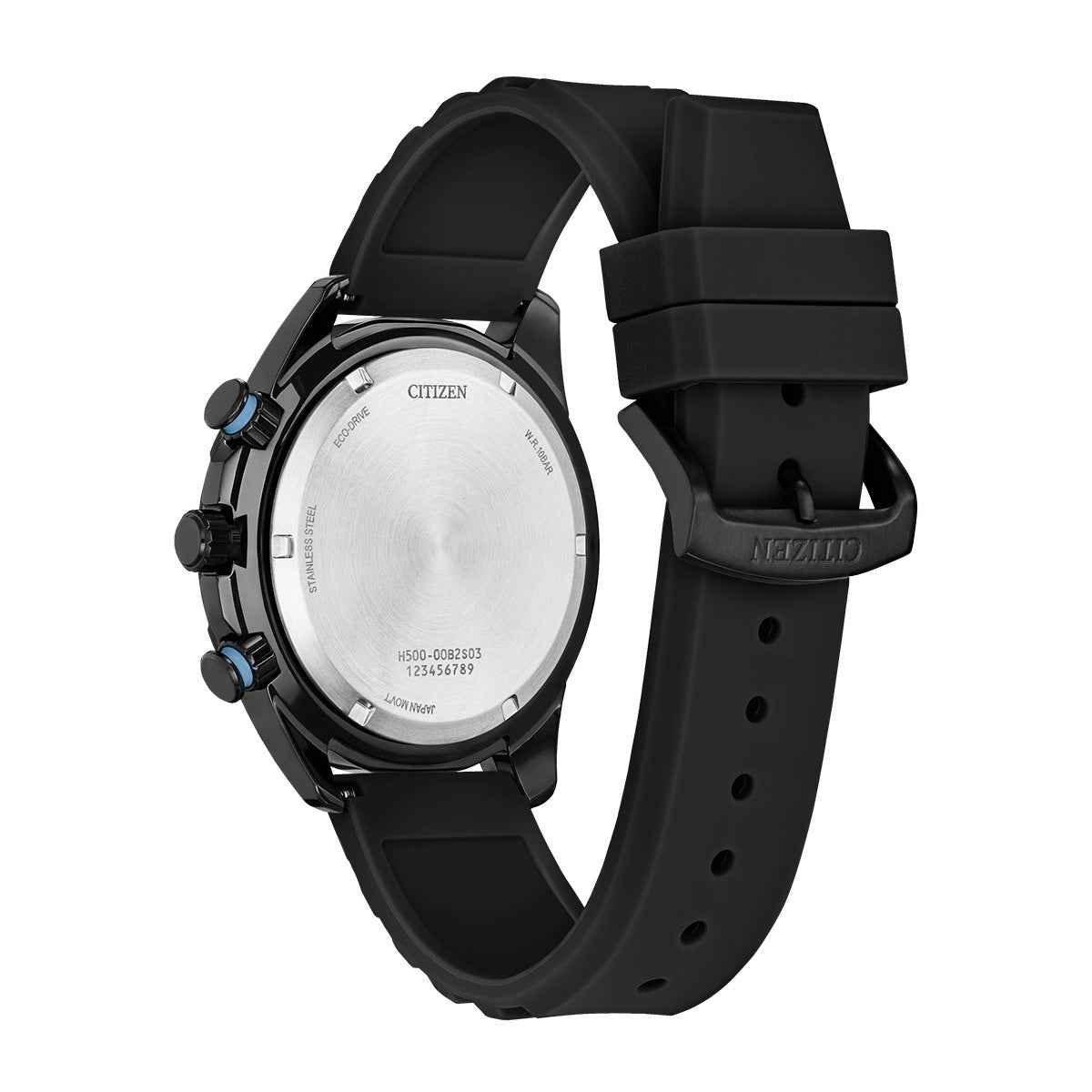 Citizen Men's Brycen Eco-Drive Black Stainless Steel Watch with Black Dial & Silicone Strap