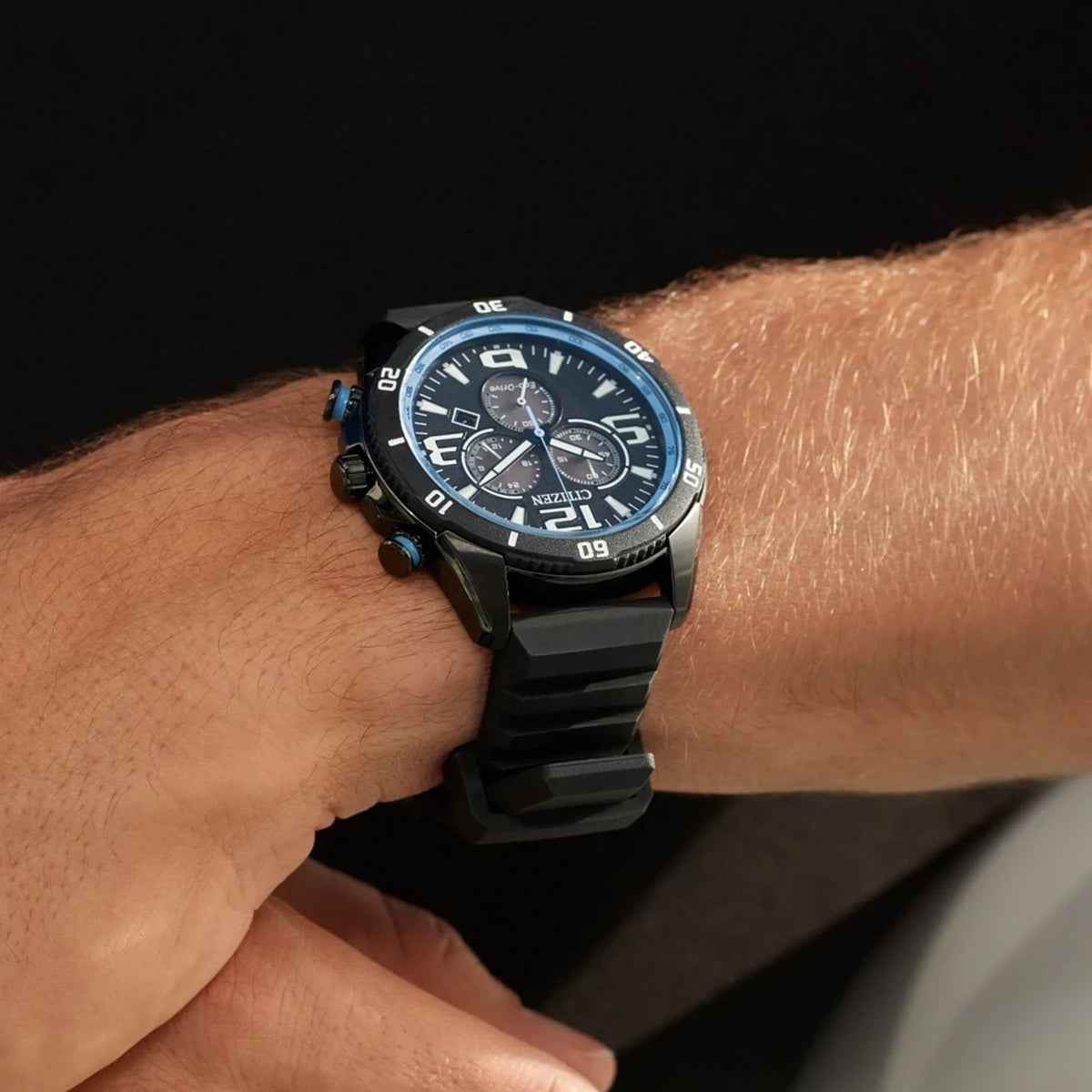 Citizen Men's Brycen Eco-Drive Black Stainless Steel Watch with Black Dial & Silicone Strap