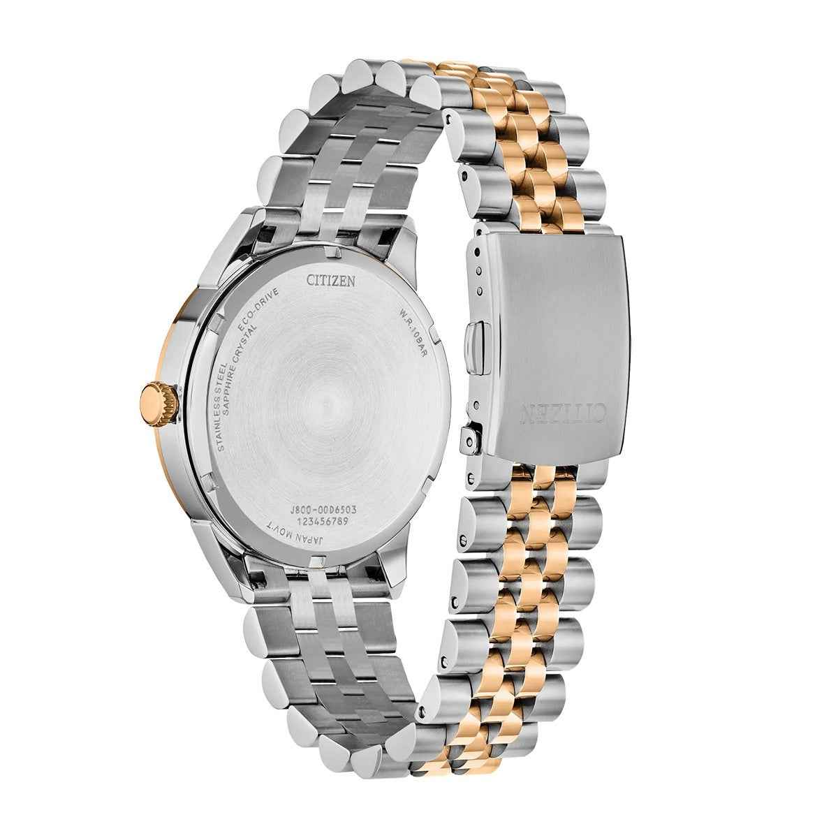 Citizen Men's Rolan Eco-Drive Two-Tone Stainless Steel Watch with Brown Dial front view (2)