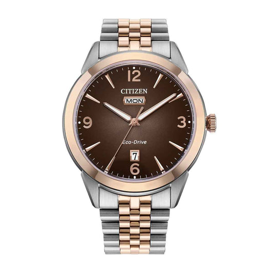 Citizen Men's Rolan Eco-Drive Two-Tone Stainless Steel Watch with Brown Dial (2)