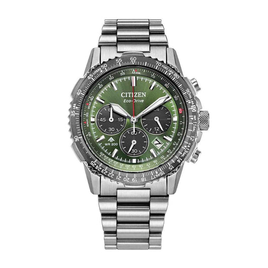 Citizen Men's Promaster Navihawk Eco-Drive Stainless Steel Watch with Green Dial